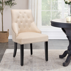 Modern Button-Tufted Velvet Studded Dining Chair with Nail Head Trim