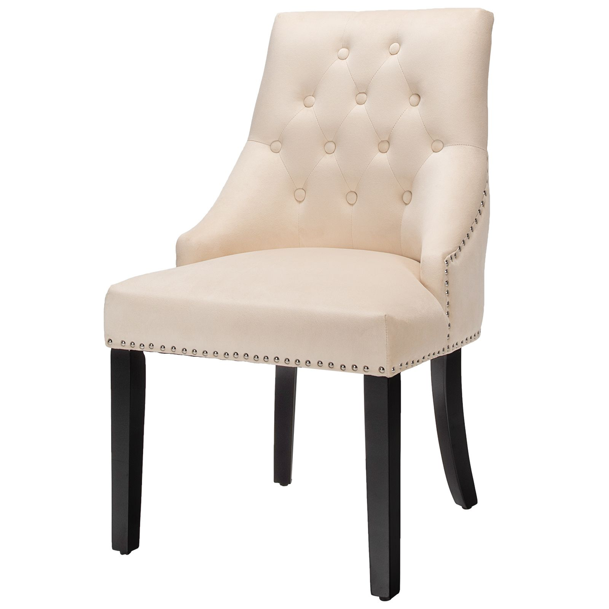 Modern Button-Tufted Velvet Studded Dining Chair with Nail Head Trim