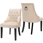 Modern Button-Tufted Velvet Studded Dining Chair with Nail Head Trim