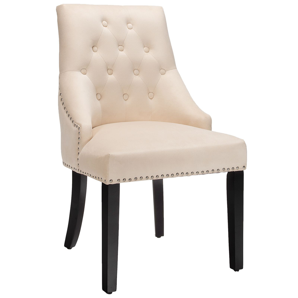 Modern Button-Tufted Velvet Studded Dining Chair with Nail Head Trim