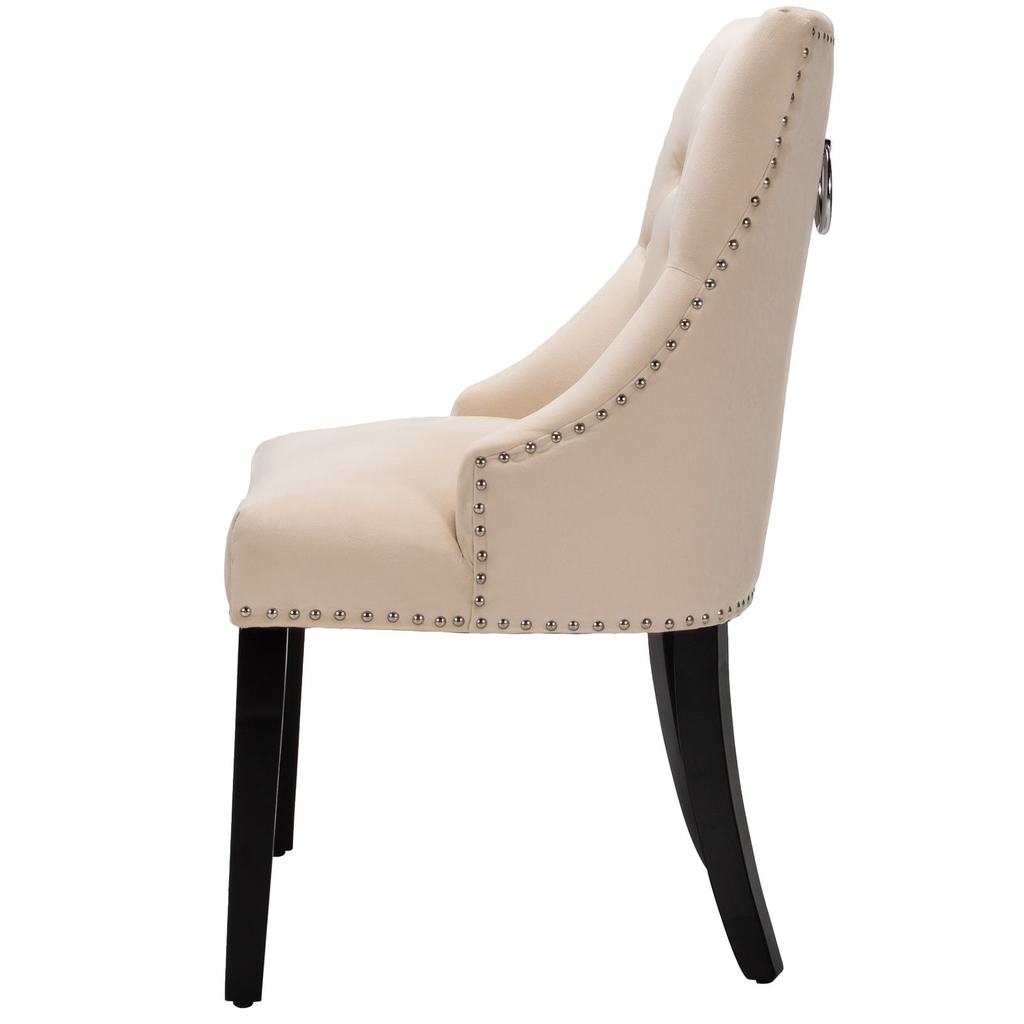 Modern Button-Tufted Velvet Studded Dining Chair with Nail Head Trim