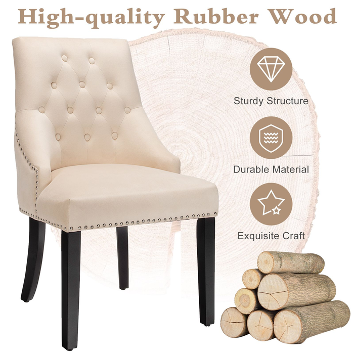 Modern Button-Tufted Velvet Studded Dining Chair with Nail Head Trim