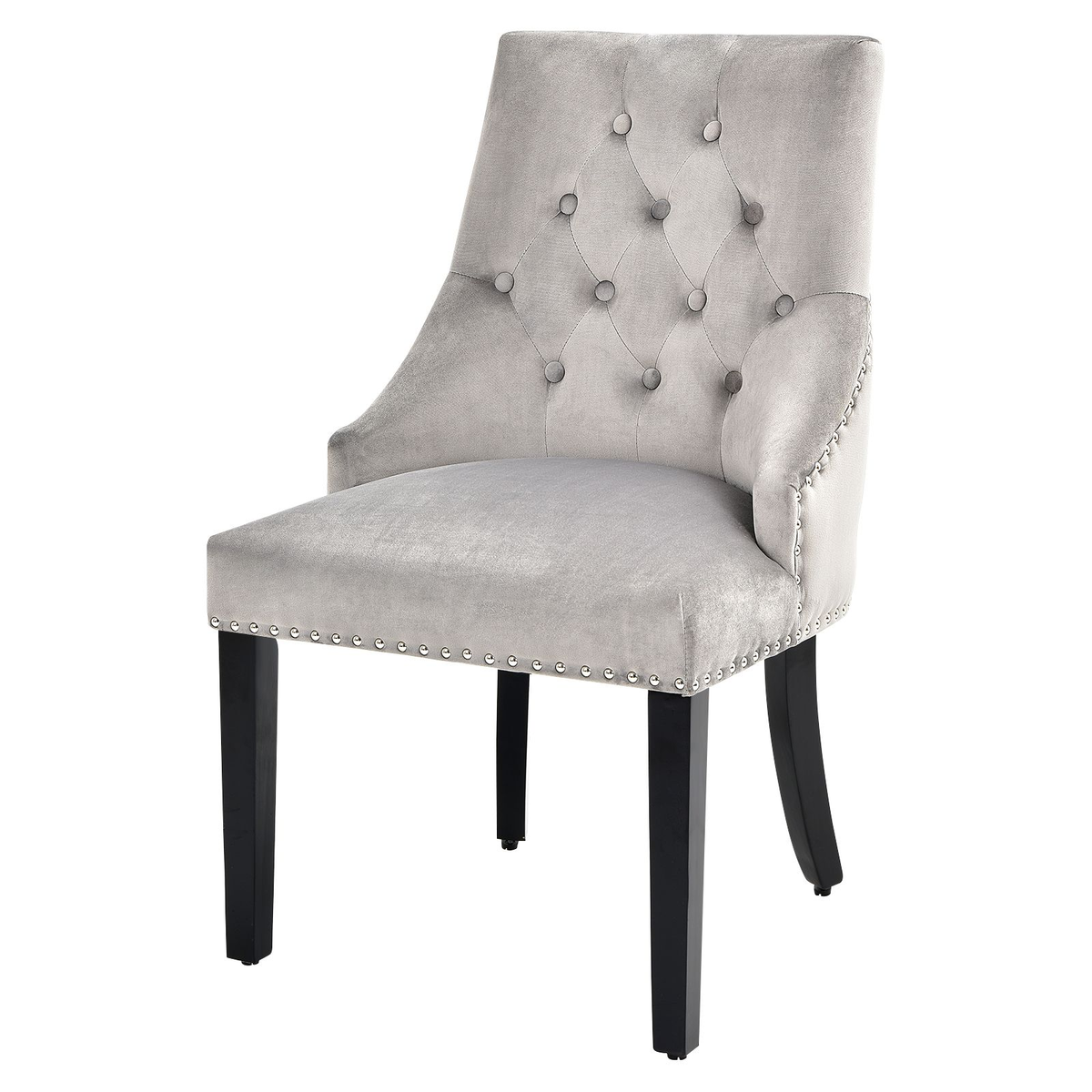 Modern Button-Tufted Velvet Studded Dining Chair with Nail Head Trim