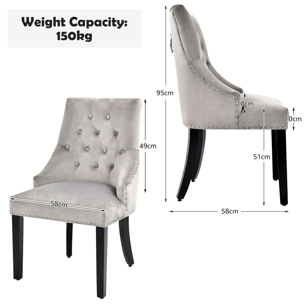 Modern Button-Tufted Velvet Studded Dining Chair with Nail Head Trim