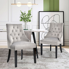 Modern Button-Tufted Velvet Studded Dining Chair with Nail Head Trim