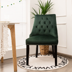Modern Button-Tufted Velvet Studded Dining Chair with Nail Head Trim