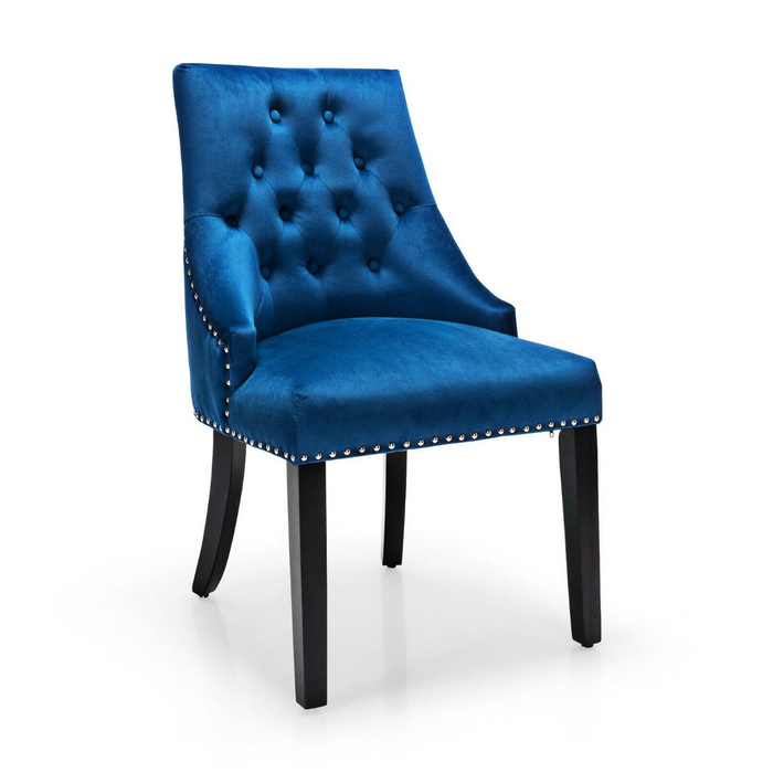 Modern Button-Tufted Velvet Studded Dining Chair with Nail Head Trim