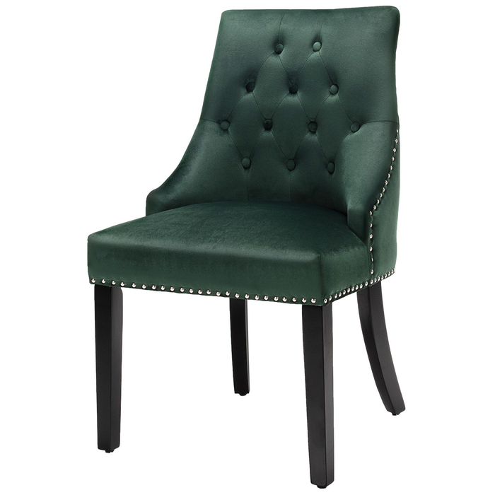 Modern Button-Tufted Velvet Studded Dining Chair with Nail Head Trim