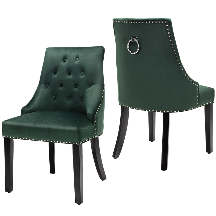 Modern Button-Tufted Velvet Studded Dining Chair with Nail Head Trim
