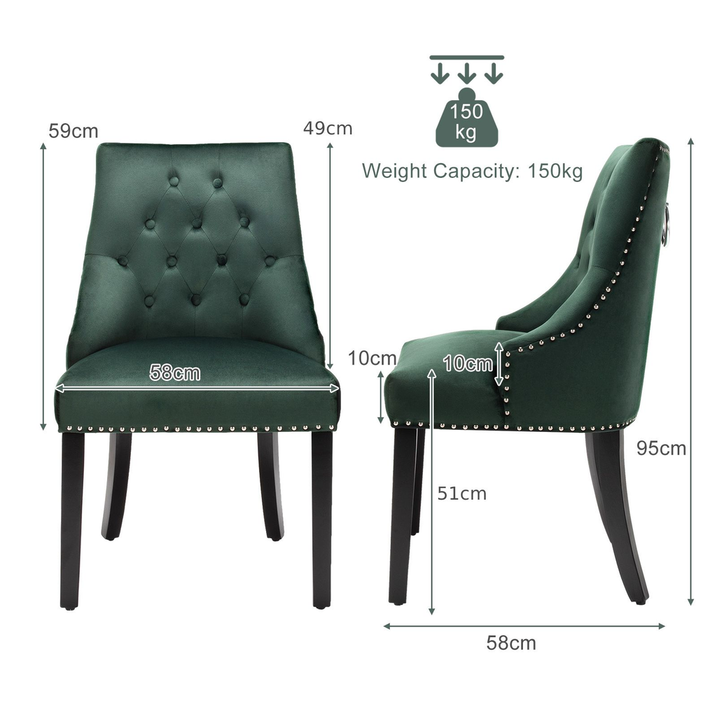 Modern Button-Tufted Velvet Studded Dining Chair with Nail Head Trim