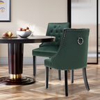 Modern Button-Tufted Velvet Studded Dining Chair with Nail Head Trim
