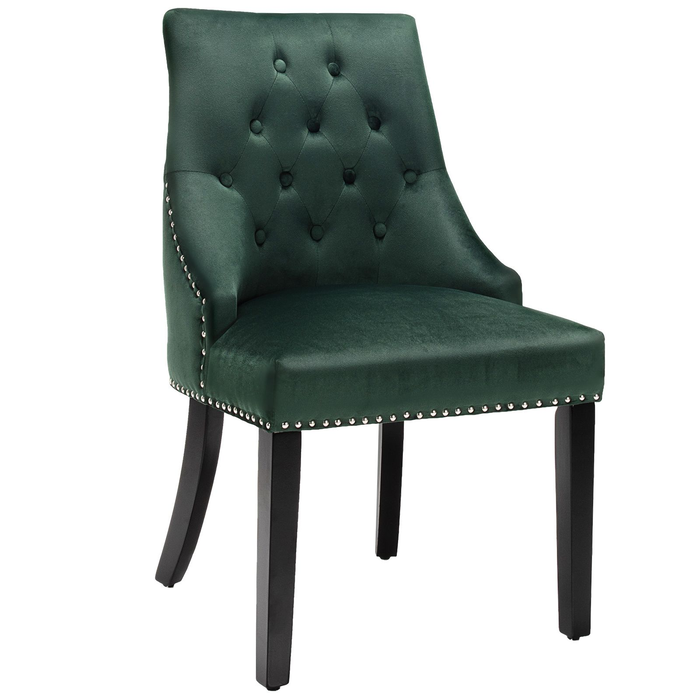 Modern Button-Tufted Velvet Studded Dining Chair with Nail Head Trim