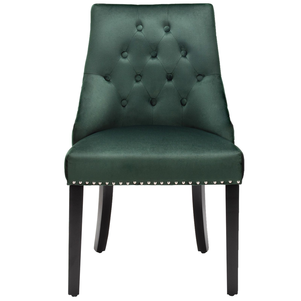 Modern Button-Tufted Velvet Studded Dining Chair with Nail Head Trim