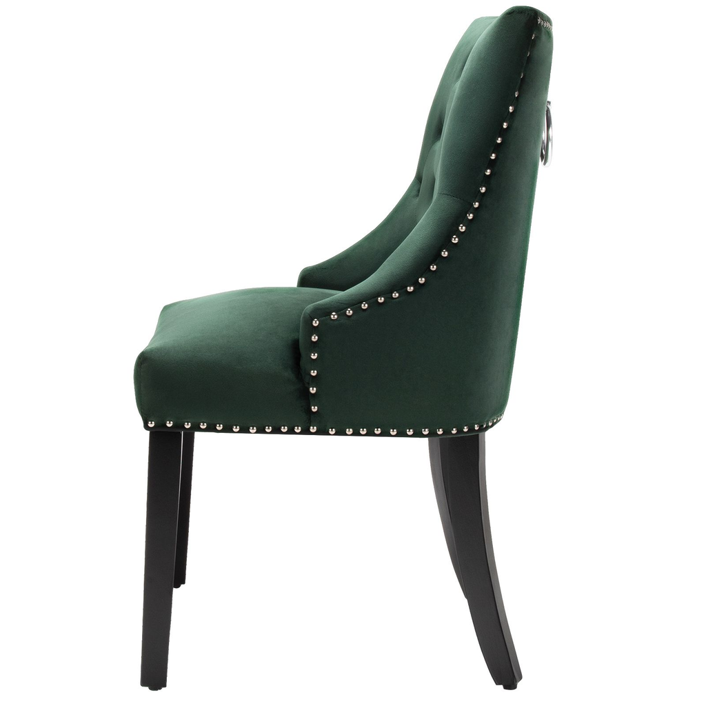 Modern Button-Tufted Velvet Studded Dining Chair with Nail Head Trim
