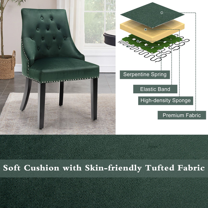Modern Button-Tufted Velvet Studded Dining Chair with Nail Head Trim
