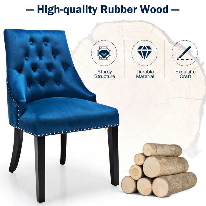 Modern Button-Tufted Velvet Studded Dining Chair with Nail Head Trim
