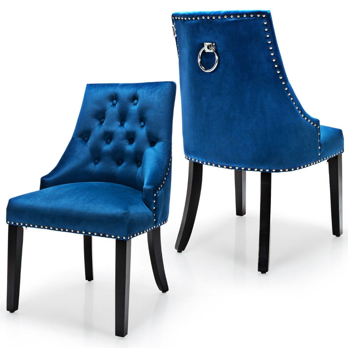 Modern Button-Tufted Velvet Studded Dining Chair with Nail Head Trim