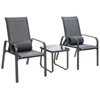 SEDOL 3-Piece Space-Saving Patio Bistro Set | 2 Stackable & Foldable Reclining Chairs with 3-Position Backrest | Tempered Glass Coffee Table | Heavy-Duty 150KG Capacity | Quick-Dry Fabric