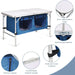 Folding Camping Table with Storage Cabinet and Adjustable Height