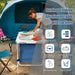Folding Camping Table with Storage Cabinet and Adjustable Height