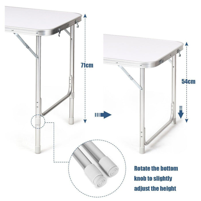 Folding Camping Table with Storage Cabinet and Adjustable Height