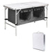 Folding Camping Table with Storage Cabinet and Adjustable Height