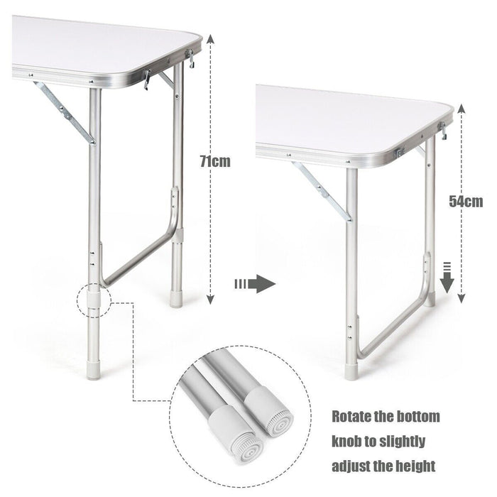 Folding Camping Table with Storage Cabinet and Adjustable Height