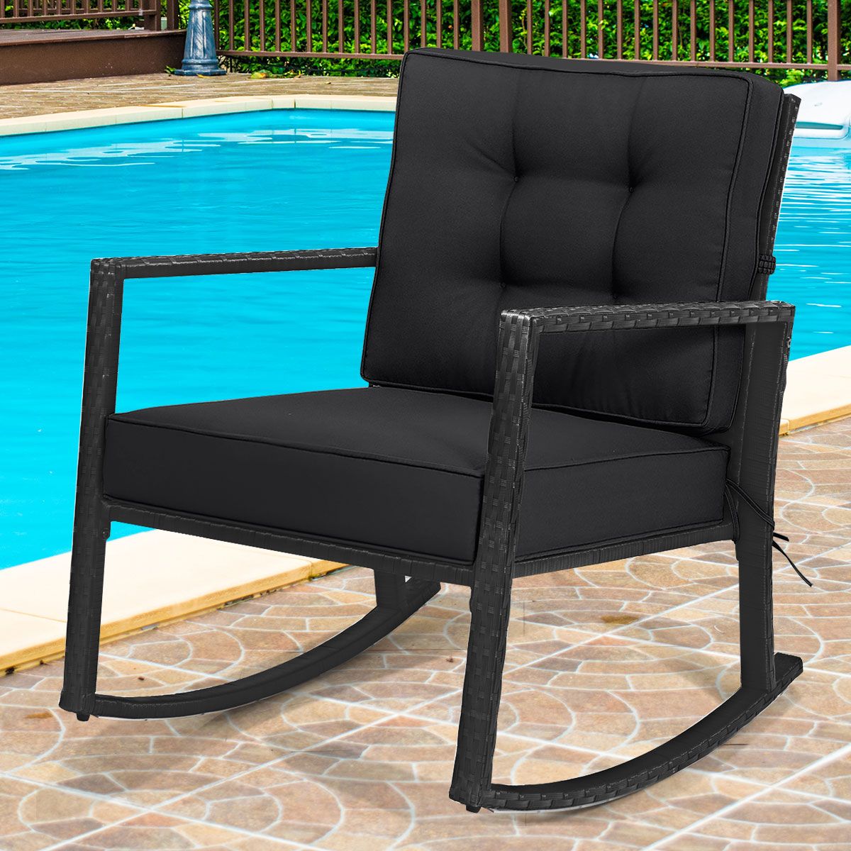 SEDOL Heavy-Duty Outdoor Wicker Rocking Chair | All-Weather PE Rattan Patio Armchair with 13cm Ultra-Thick Cushions | 180KG Capacity Rust-Resistant Frame | Removable Waterproof Covers