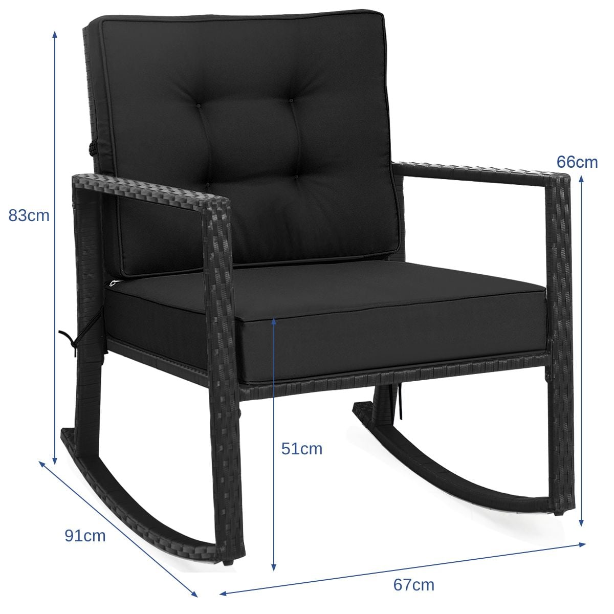 SEDOL Heavy-Duty Outdoor Wicker Rocking Chair | All-Weather PE Rattan Patio Armchair with 13cm Ultra-Thick Cushions | 180KG Capacity Rust-Resistant Frame | Removable Waterproof Covers