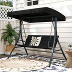 SEDOL 3-Person Heavy-Duty Porch Swing with Stand | Breathable All-Weather PE Rattan Seat & Back | 450KG Load Capacity A-Frame Construction with 65° Precision Adjustable Sun Canopy