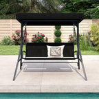 SEDOL 3-Person Heavy-Duty Porch Swing with Stand | Breathable All-Weather PE Rattan Seat & Back | 450KG Load Capacity A-Frame Construction with 65° Precision Adjustable Sun Canopy