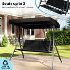 SEDOL 3-Person Heavy-Duty Porch Swing with Stand | Breathable All-Weather PE Rattan Seat & Back | 450KG Load Capacity A-Frame Construction with 65° Precision Adjustable Sun Canopy