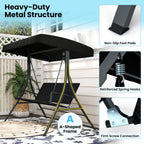 SEDOL 3-Person Heavy-Duty Porch Swing with Stand | Breathable All-Weather PE Rattan Seat & Back | 450KG Load Capacity A-Frame Construction with 65° Precision Adjustable Sun Canopy