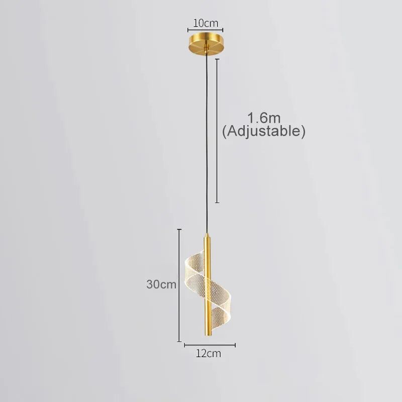 Golden Spiral Pendant Light