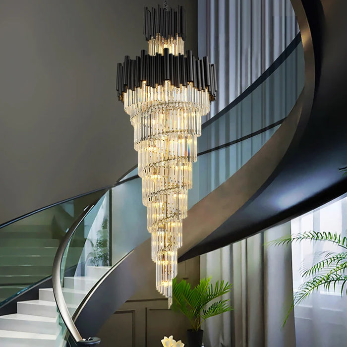 Black Crystal Staircase Chandelier
