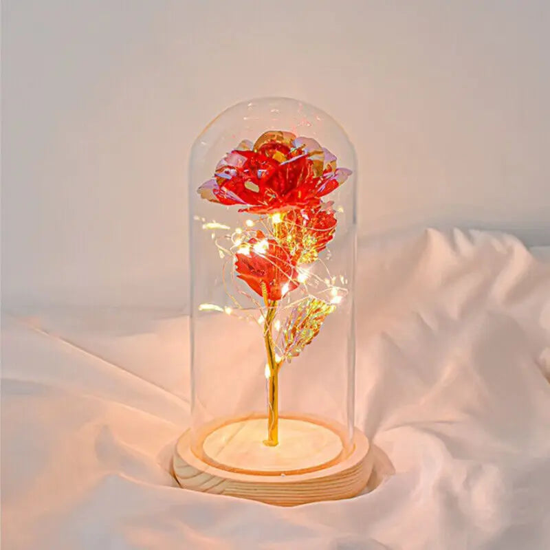 SEDOL Forever Rose in Glass Dome Enchanted Flower Gift with LED Lights for Romantic Valentines Day Mother’s Birthday Decorations for Her Anniversary Present