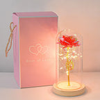 SEDOL Forever Rose in Glass Dome Enchanted Flower Gift with LED Lights for Romantic Valentines Day Mother’s Birthday Decorations for Her Anniversary Present