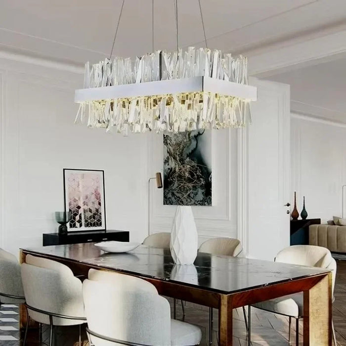 Rectangular Gold Crystal Chandelier