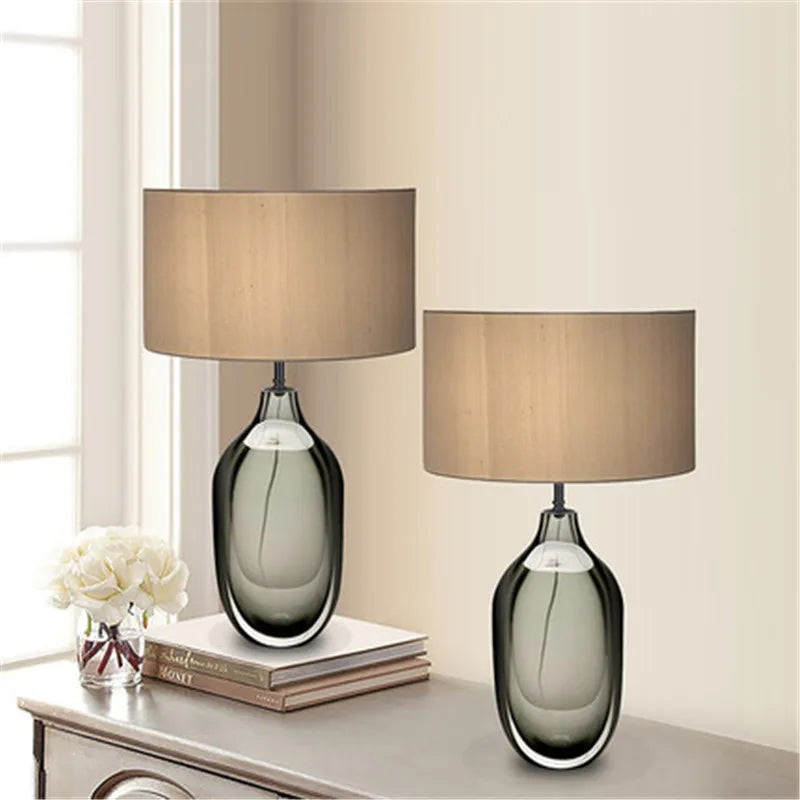 Smoked Glass Table Lamp