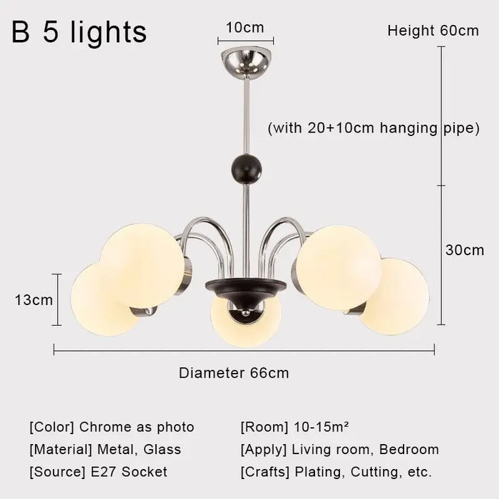 Nordic Chrome Glass Ball Chandelier