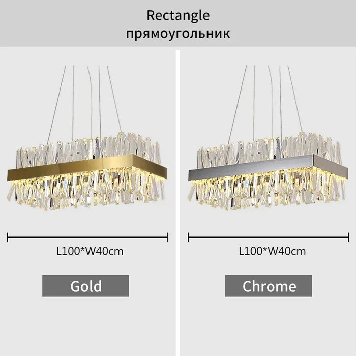 Rectangular Gold Crystal Chandelier