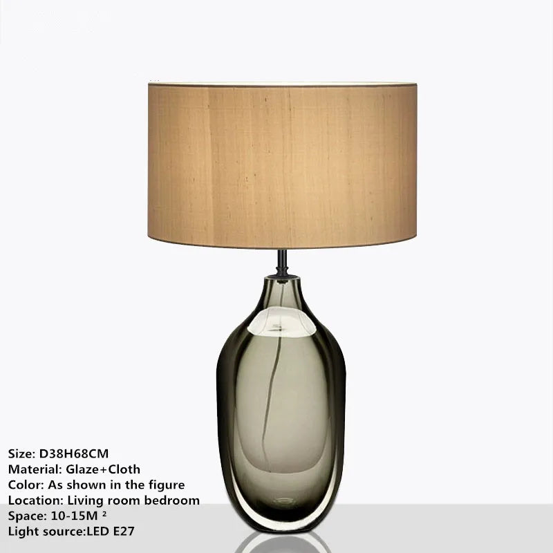 Smoked Glass Table Lamp