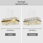 Rectangular Gold Crystal Chandelier