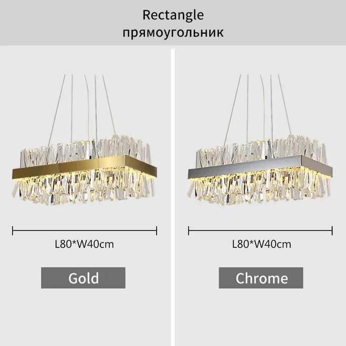 Rectangular Gold Crystal Chandelier