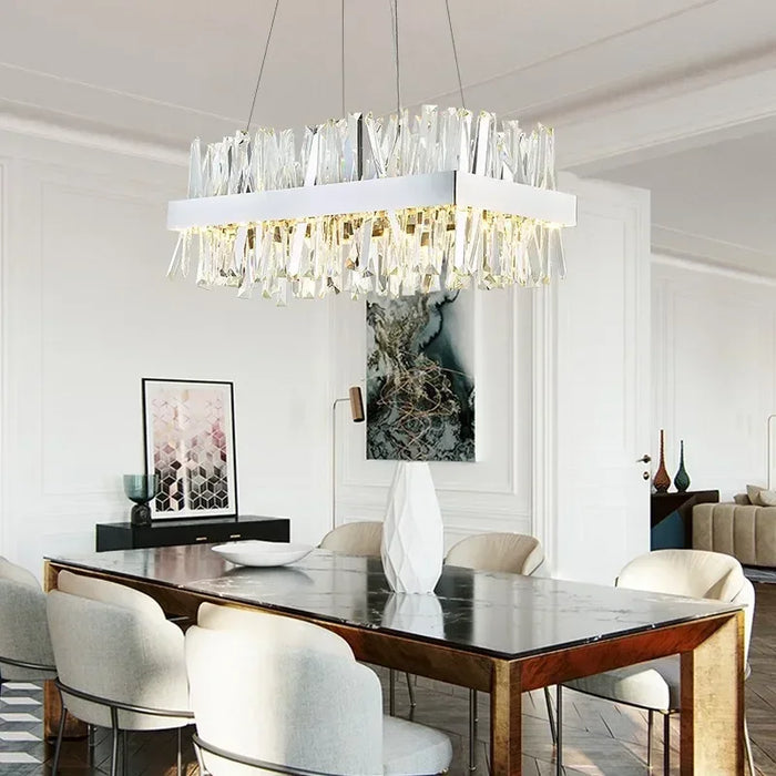 Rectangular Gold Crystal Chandelier