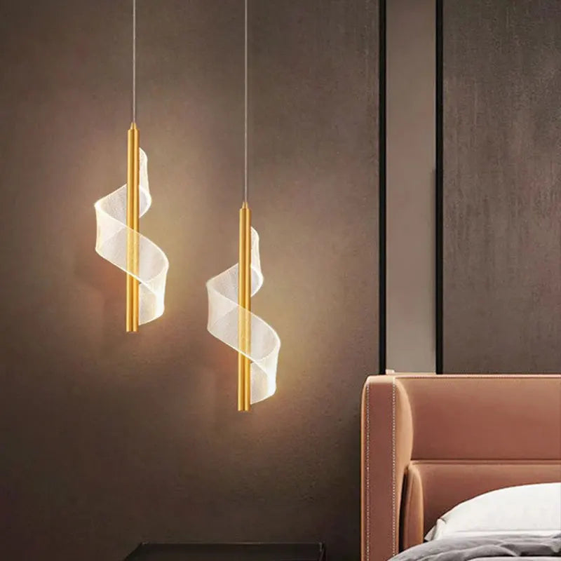 Golden Spiral Pendant Light