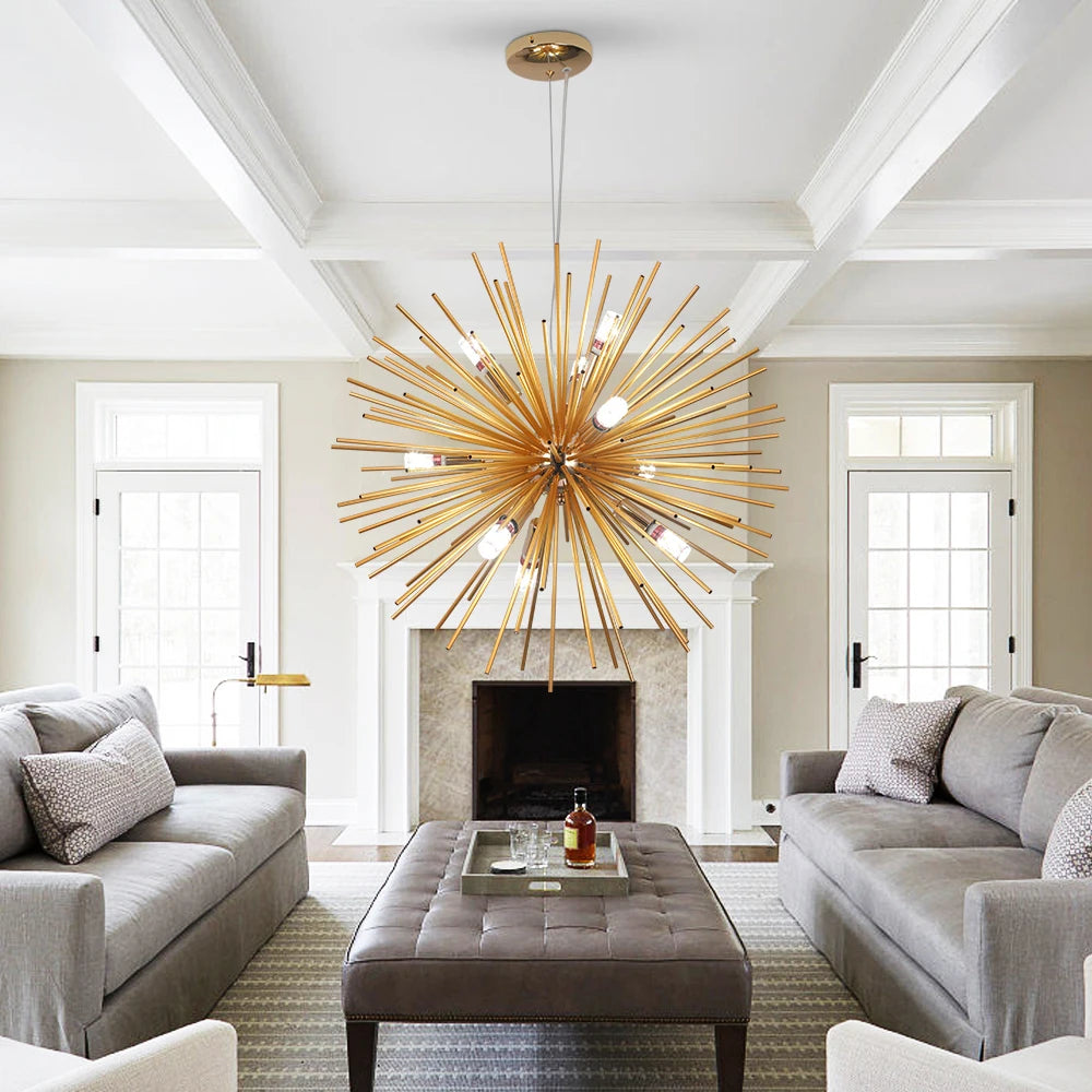 Modern Aluminum Dandelion Pendant Light Sputnik Hedgehog Led Ceiling Lamp Chandelier Nordic Decor Living Dining Room Fixture
