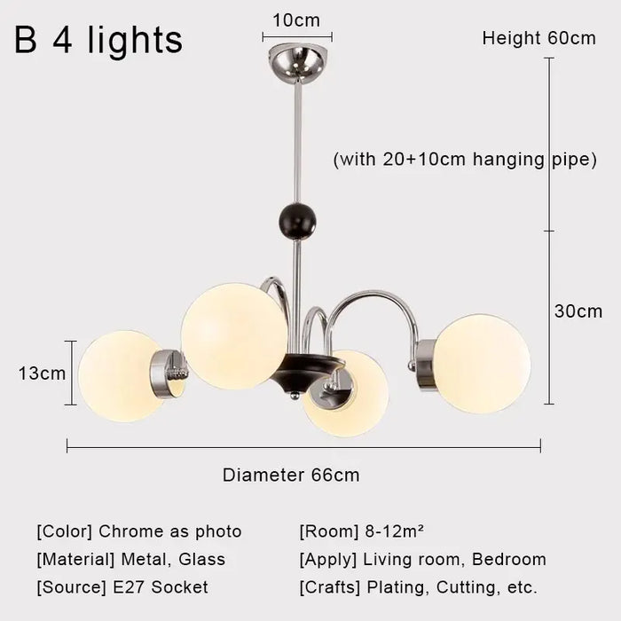 Nordic Chrome Glass Ball Chandelier