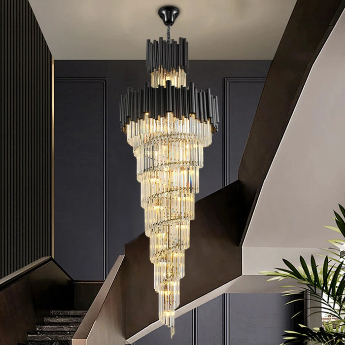 Black Crystal Staircase Chandelier