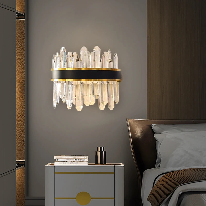 Black & Gold Crystal Wall Lamp